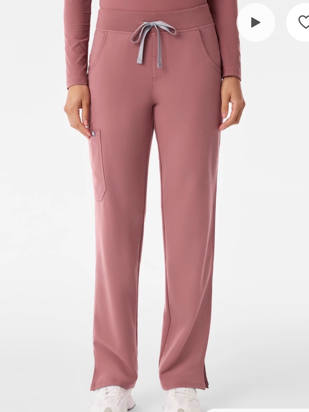 Figs Kade Cargo Drawstring Straight-Leg Scrub Pants in Mauve